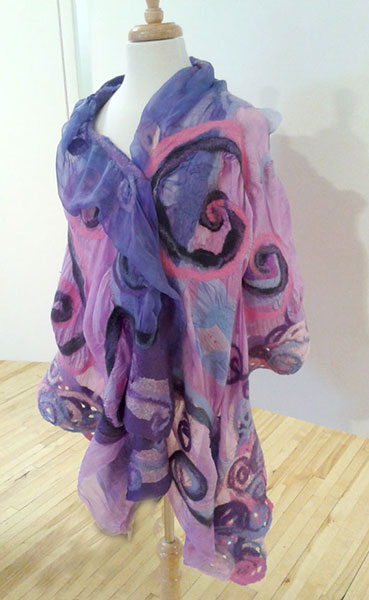 Lesley Snyder, Blueberry Swirls, Hand Dyed Silk & Merino